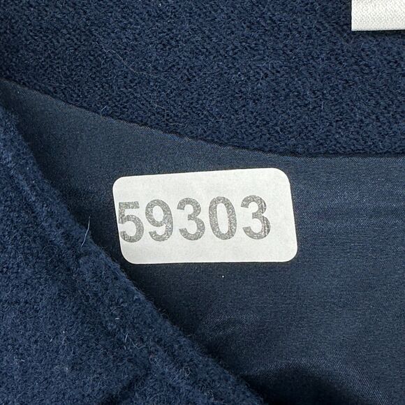 WINTERSILKS Blazer Womens S Wool Silk Ruffle Full Zip Jacket Office Work Blue - Picture 13 of 13